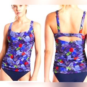 Athleta Twilight Tropic Bra Cup Tankini 34D/DDT